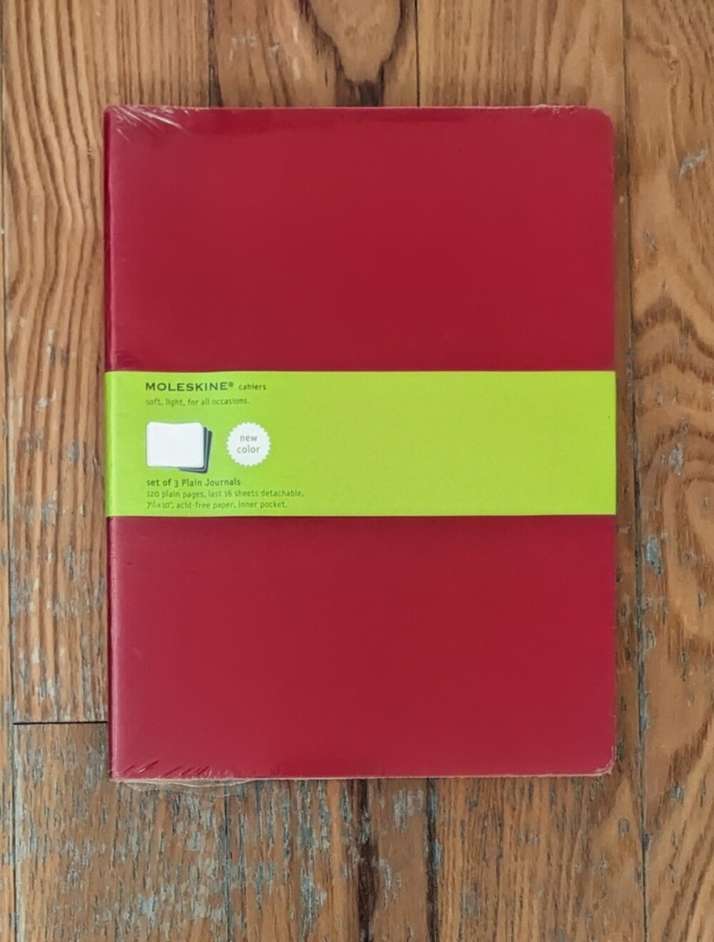 Moleskine Cahiers Set Of 3 Plain Journals 7.5" x 10" Red Notebook Brand New